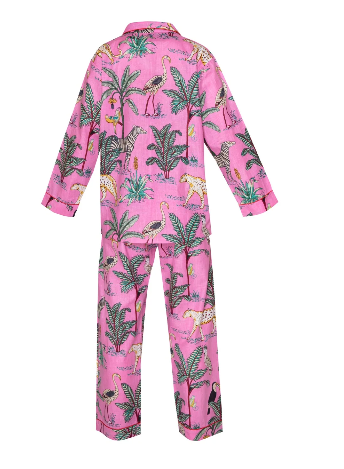 Cotton Jungle Print Pyjamas - Light Flamingo Pink