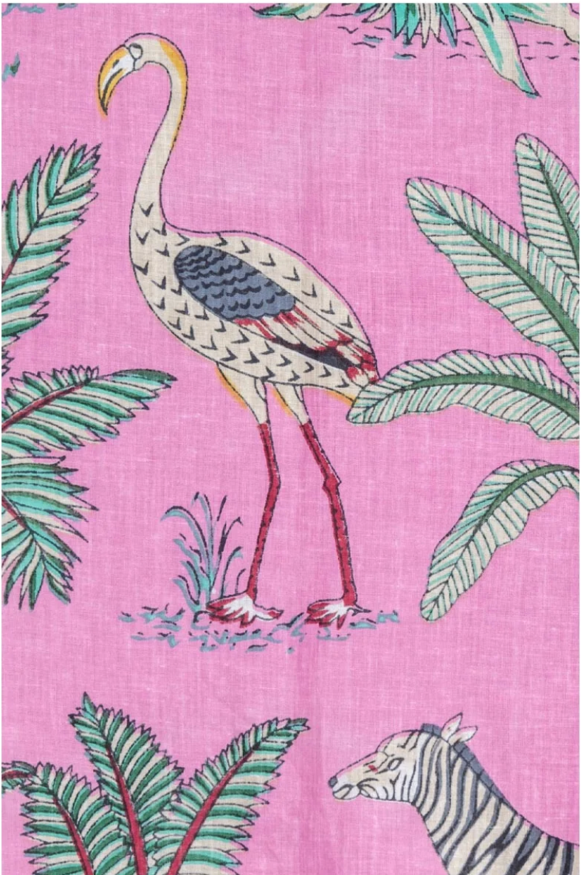 Cotton Jungle Print Pyjamas - Light Flamingo Pink