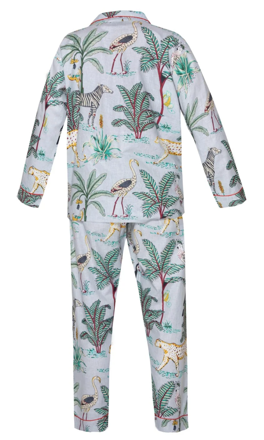 Cotton Jungle Print Pyjamas - Pale Sky Blue