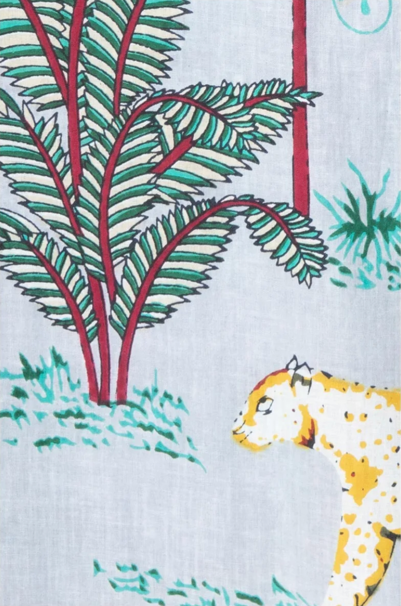 Cotton Jungle Print Pyjamas - Pale Sky Blue