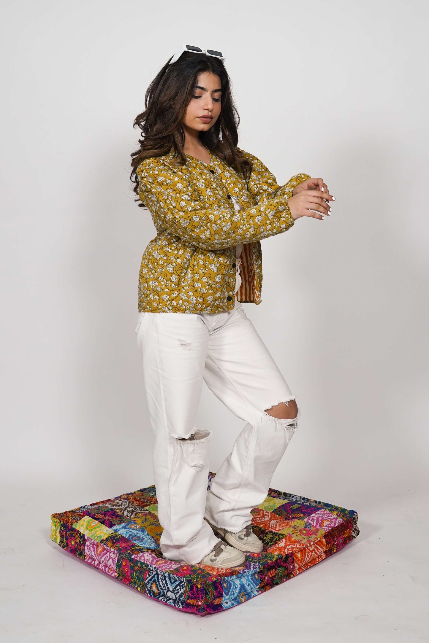 Oversized puffy sleeve quilted jacket - Amber Leaf