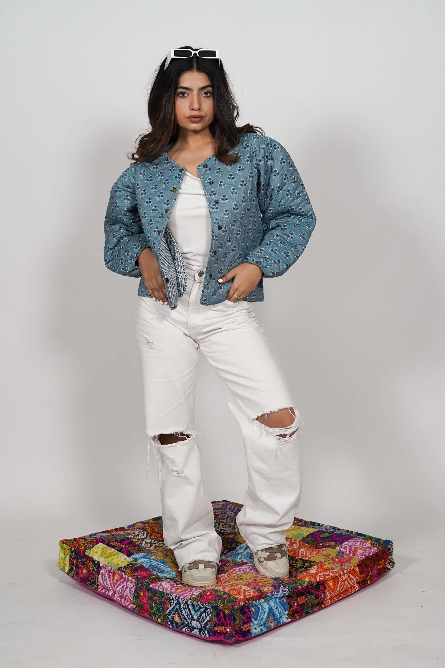 Oversized puffy sleeve quilted jacket -