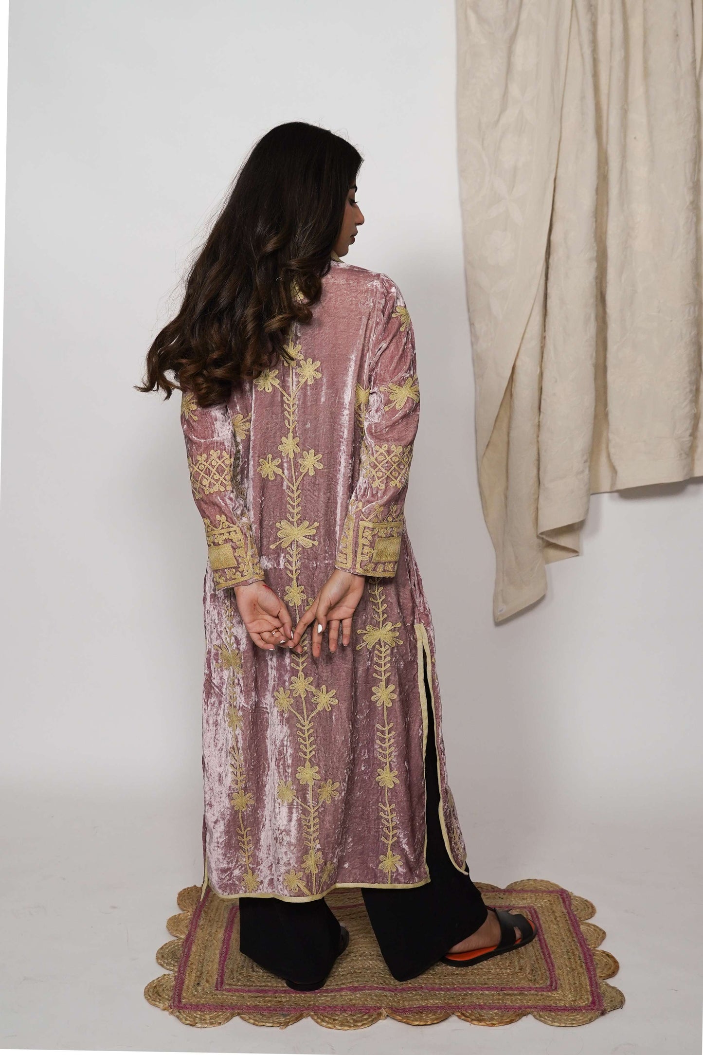 Mariana Silk velvet coat - Rust Pink