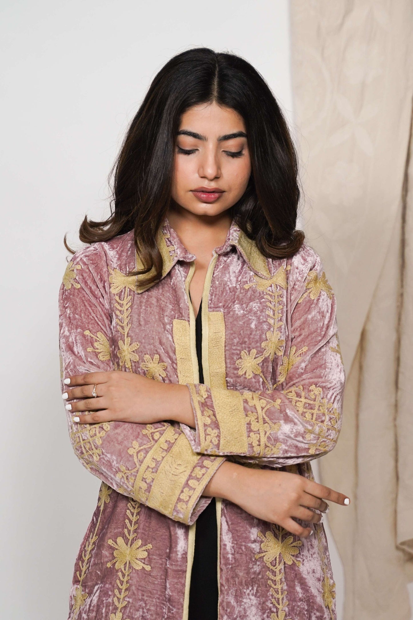 Mariana Silk velvet coat - Rust Pink