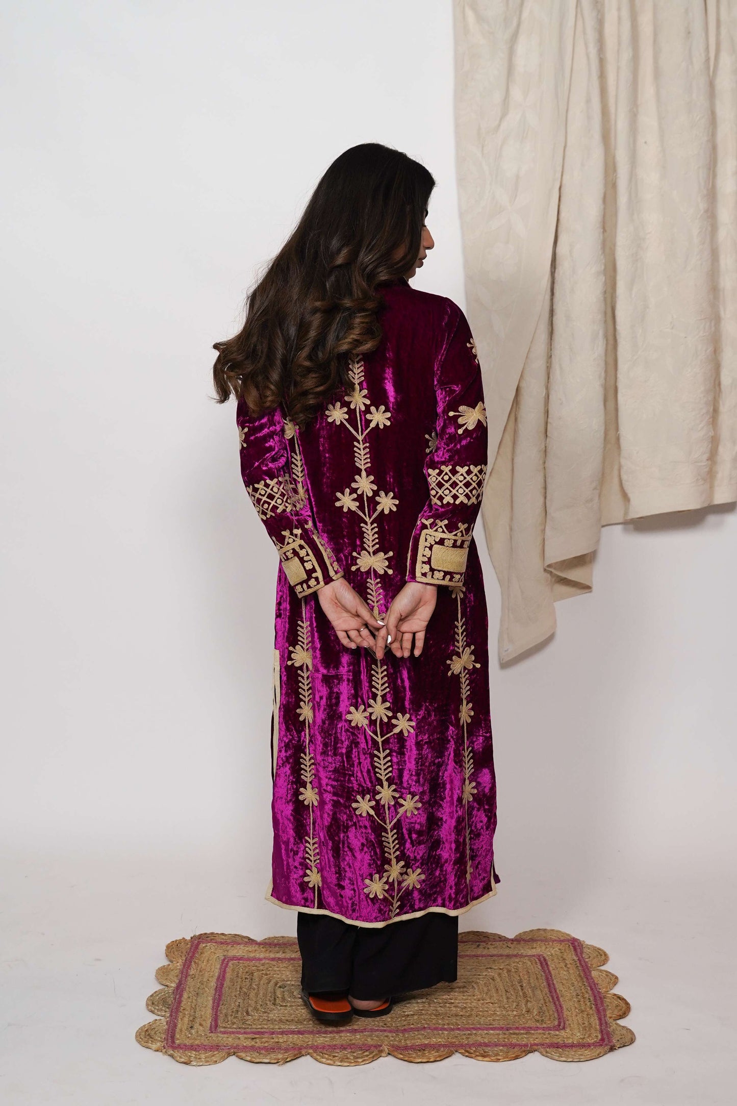 Mariana Silk velvet coat - Rani pink