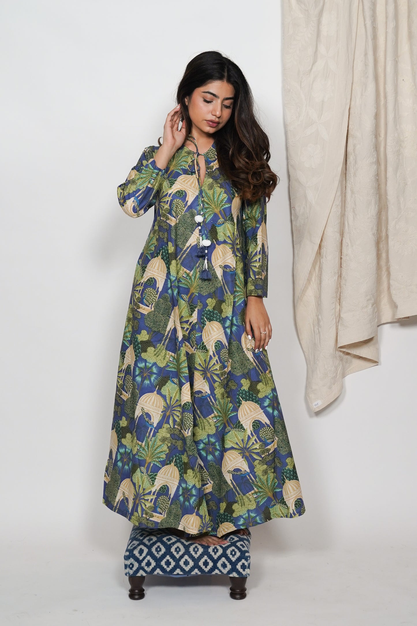 Cotton Dress - Blue Temple