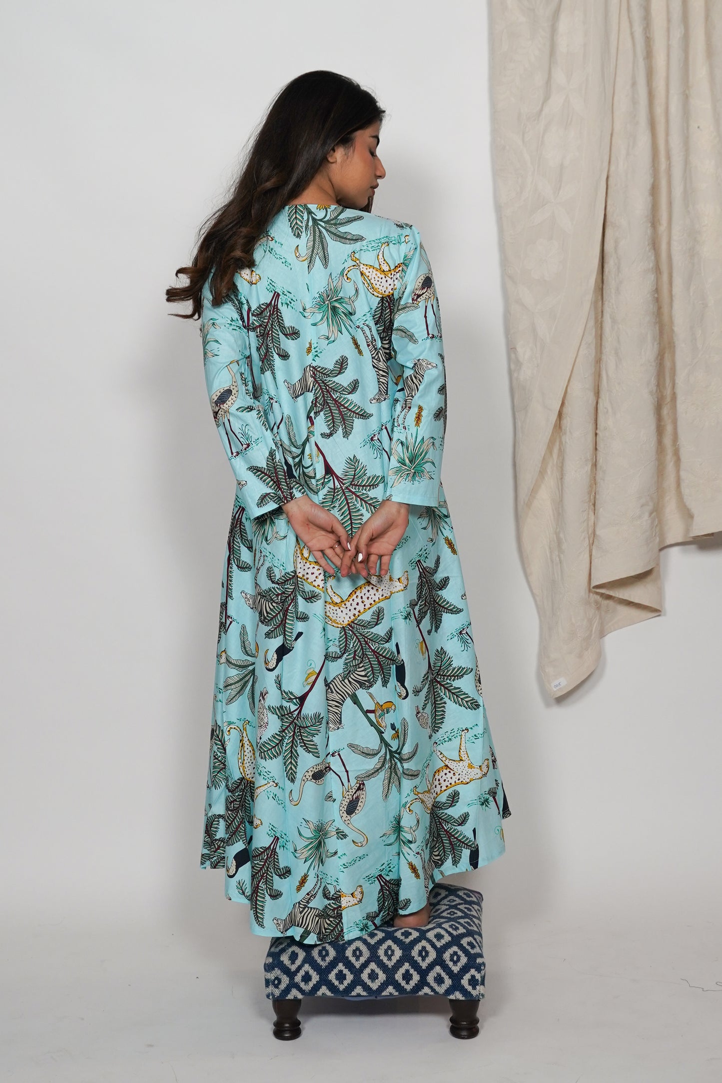 Cotton Dress - Mint Forest