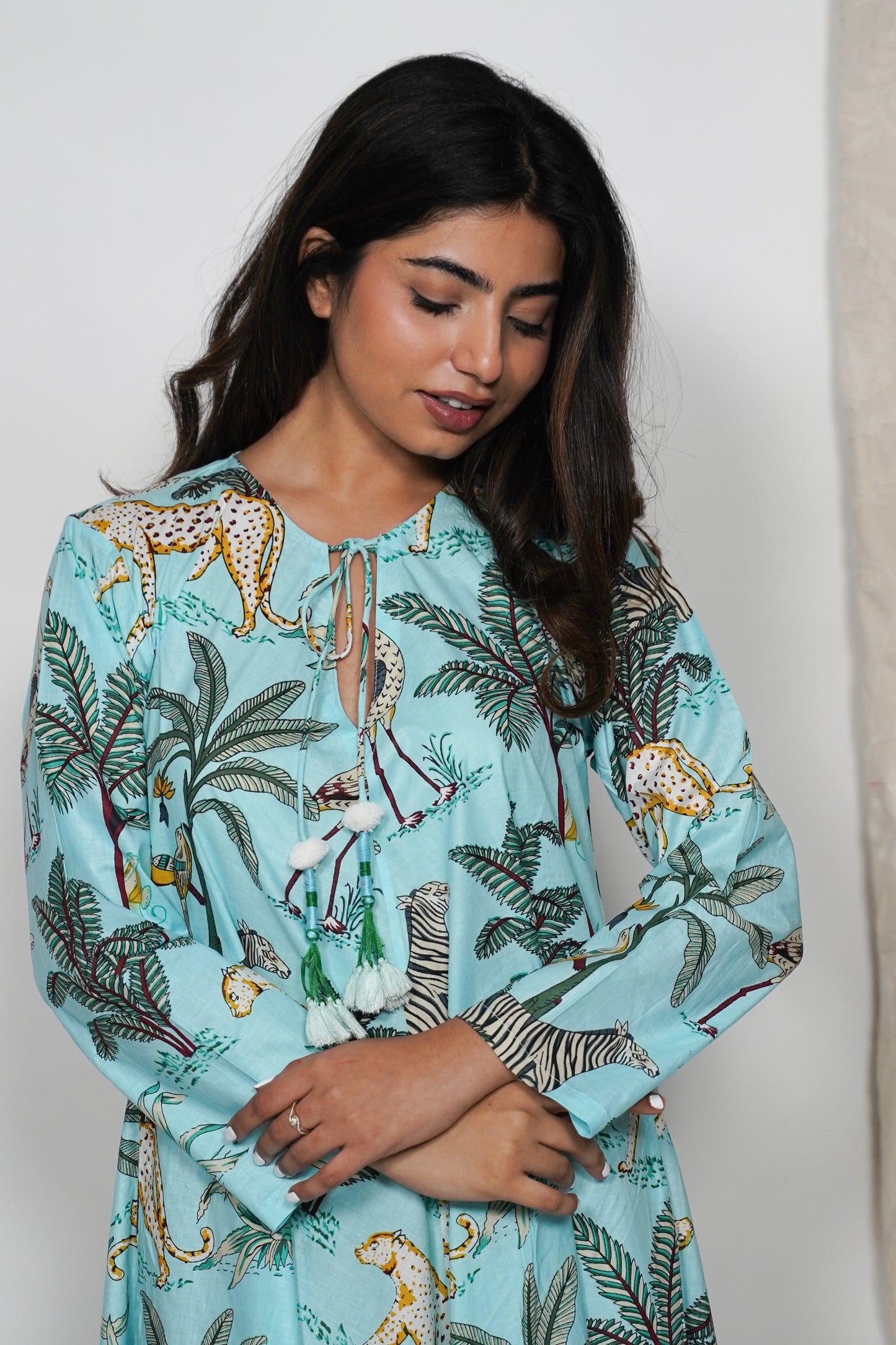 Cotton Dress - Mint Forest