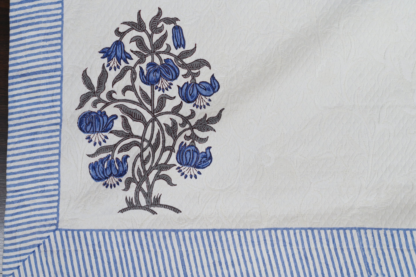 Periyar Cotton Bedspread - Blue Florals
