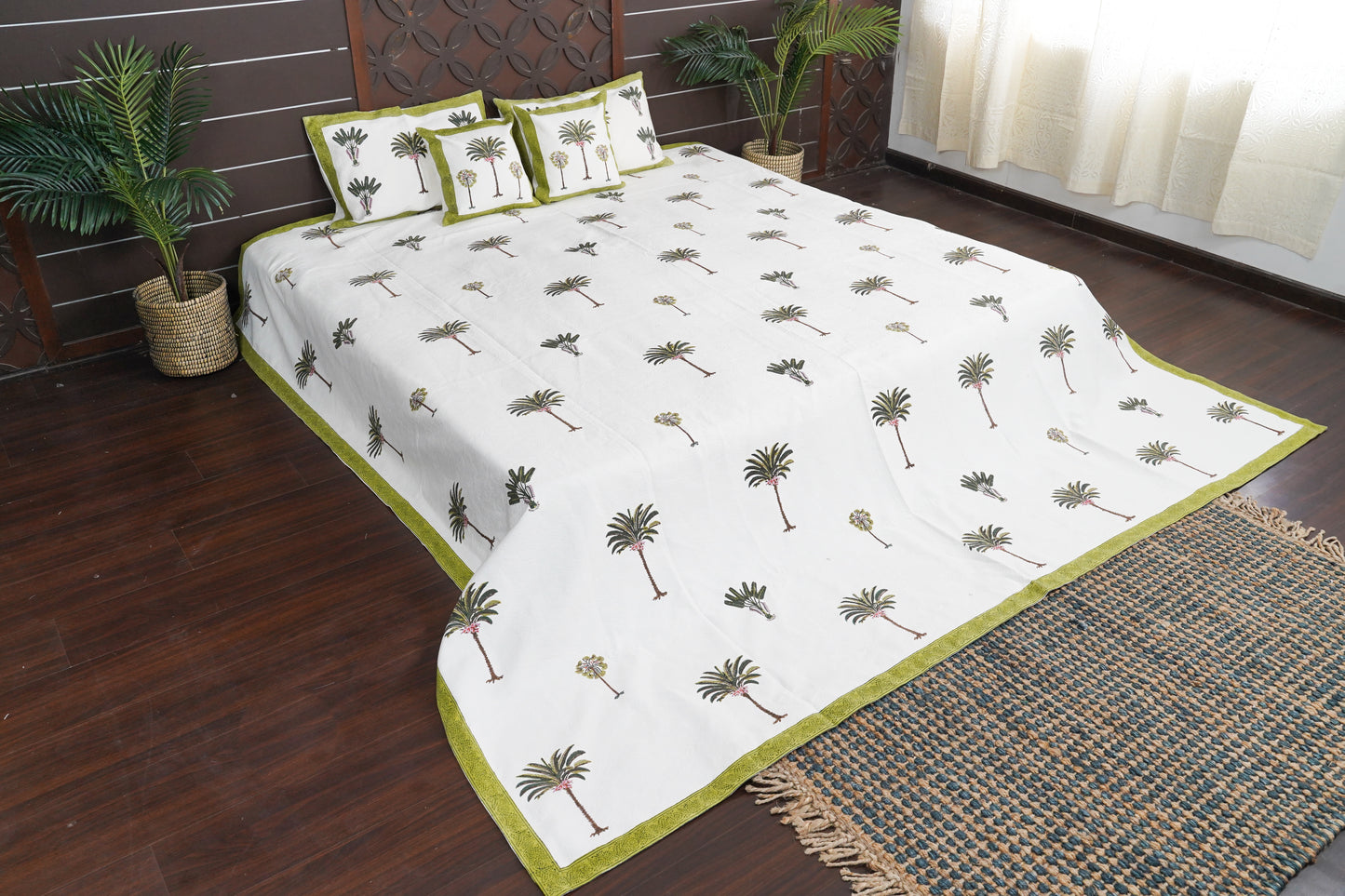 Periyar Cotton Bedspread - Palm Forest