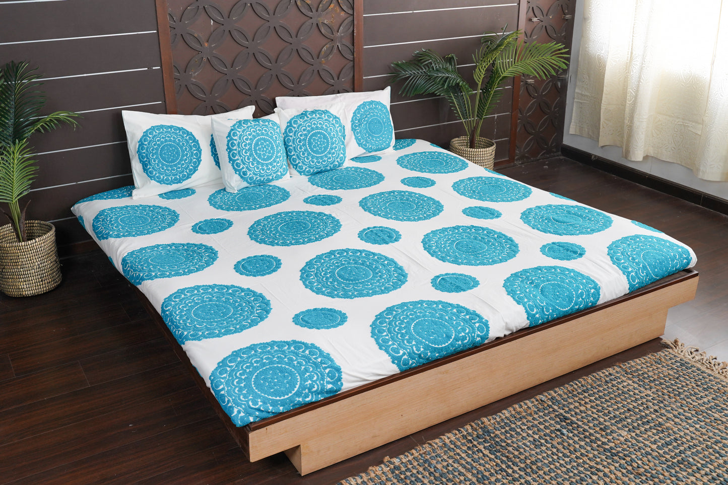 Mandala Suzani Bedcover - Baby Blue