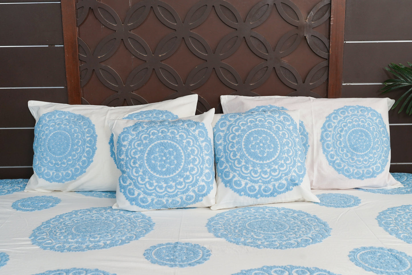 Mandala Suzani Bedcover - Sky Blue
