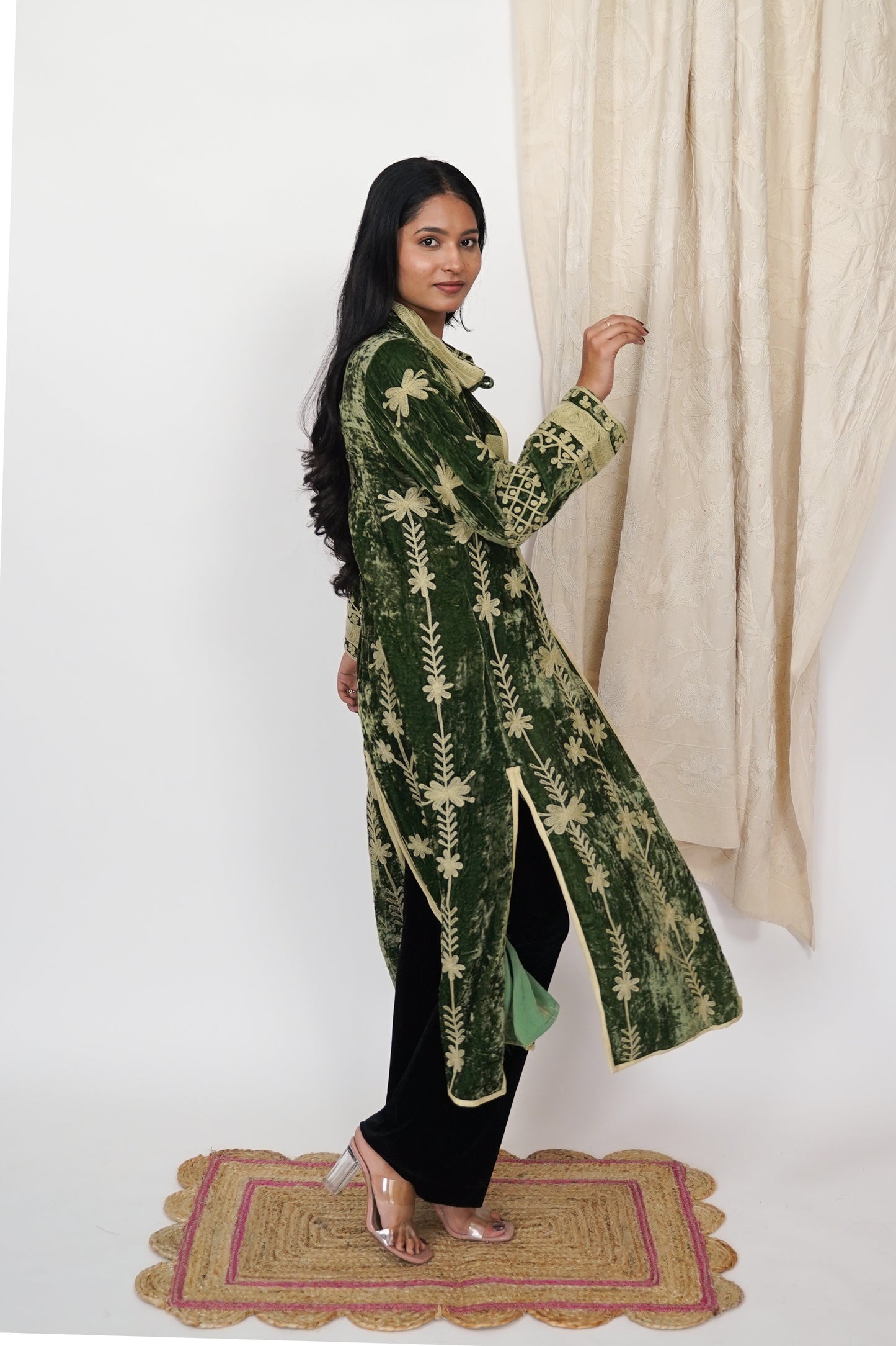 Mariana Silk velvet coat - Panna