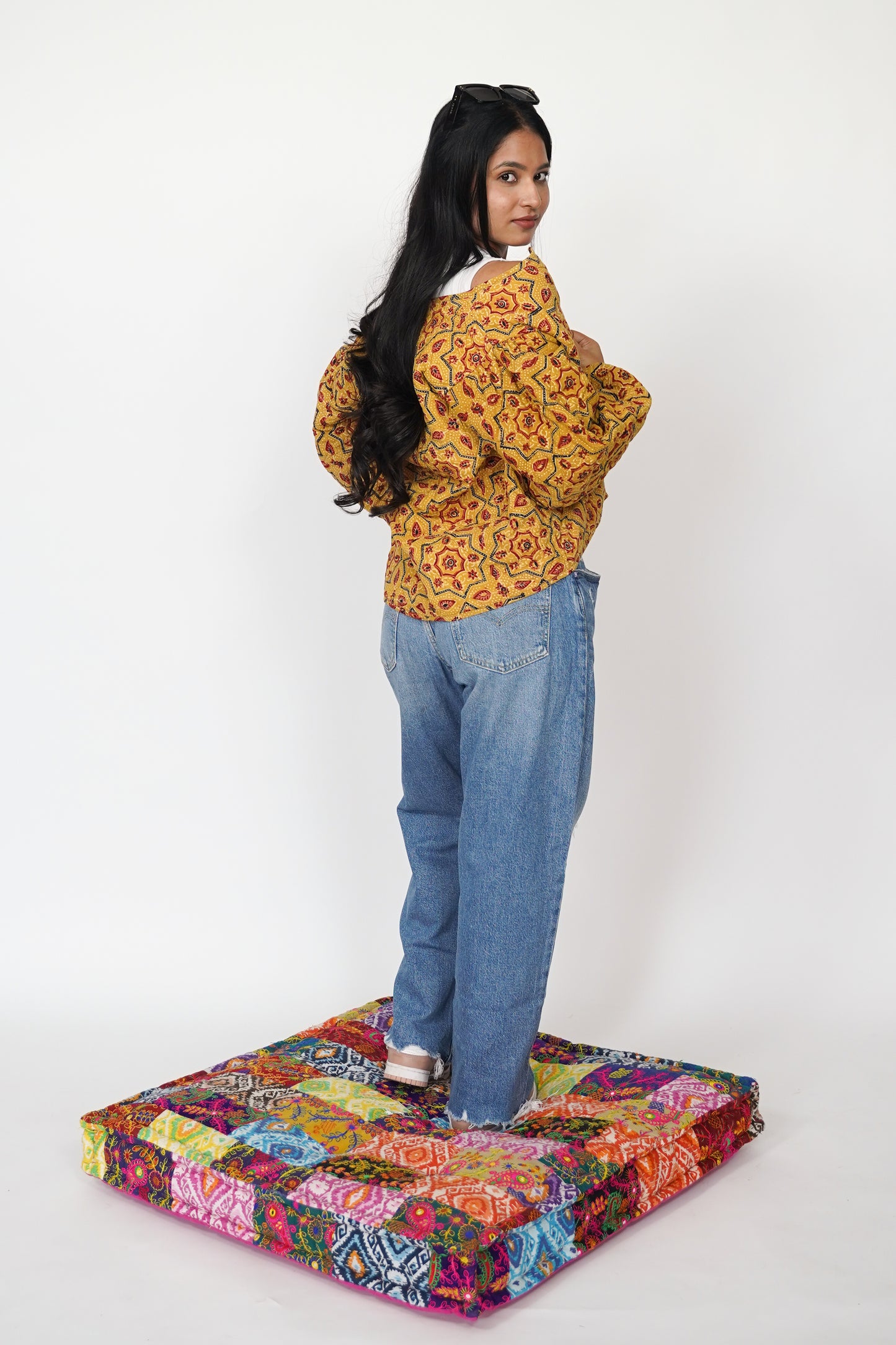 Oversized puffy sleeve quilted jacket - Yellow Maze