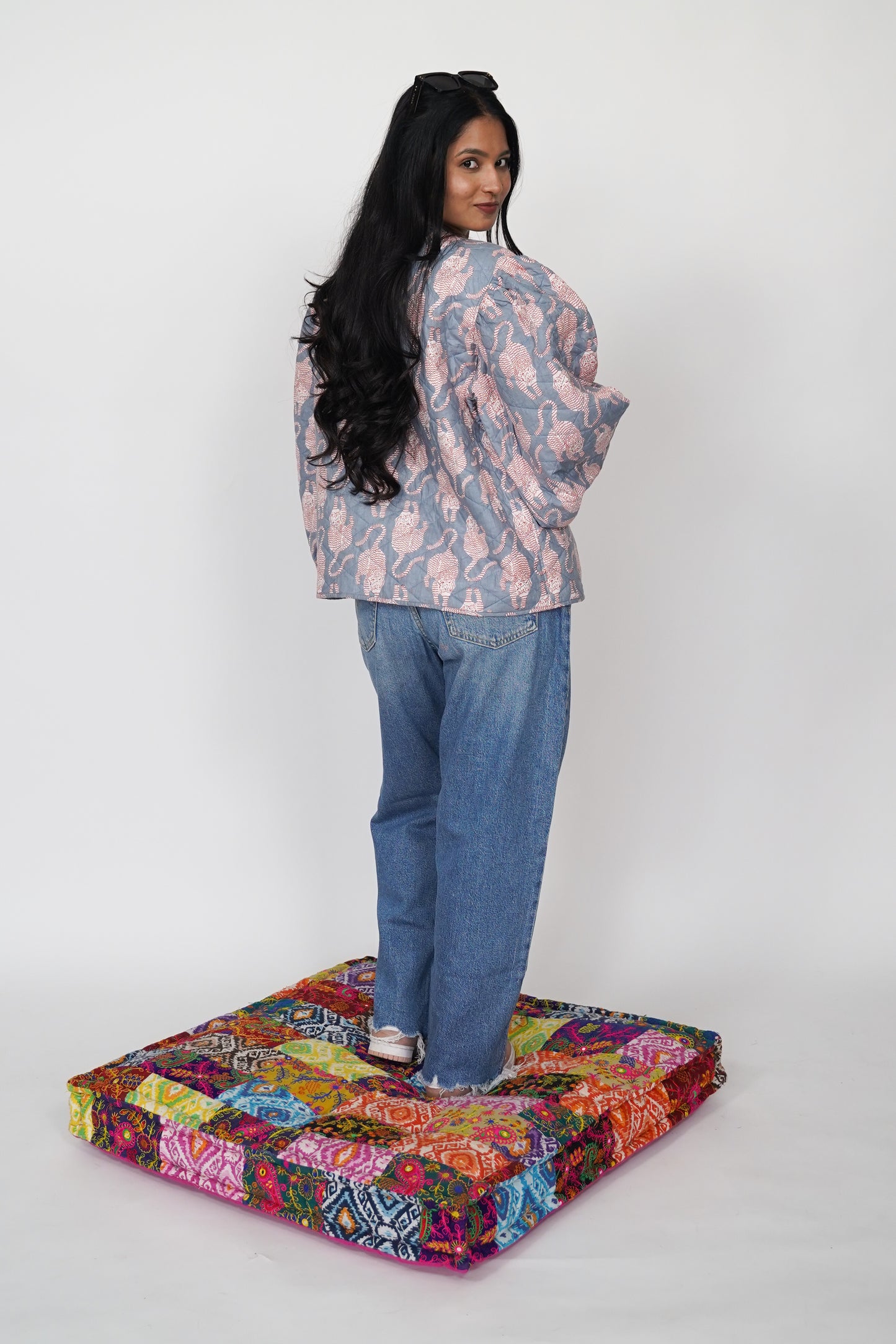 Oversized puffy sleeve quilted jacket - Pink Tiger