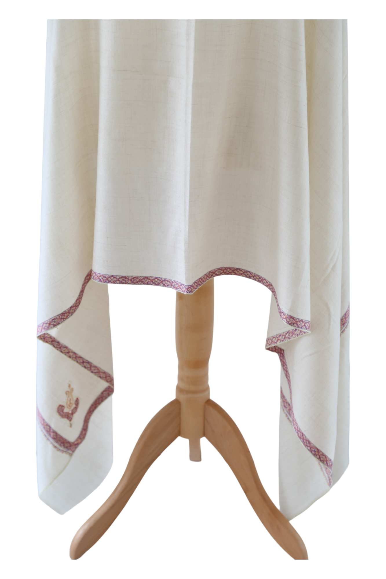 Natural Pashmina Shawls with Border Embroidery - Paisely Motif