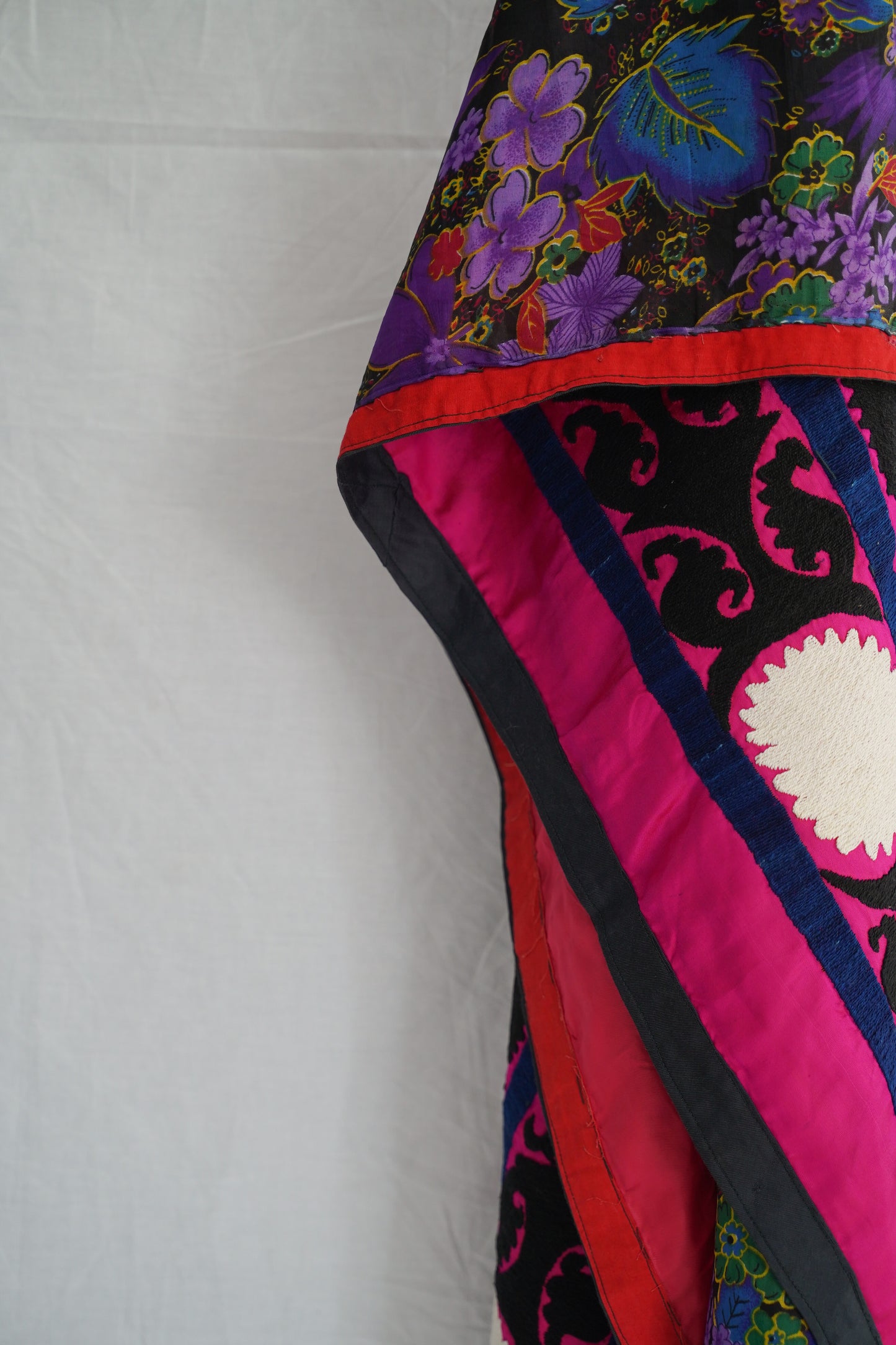Vintage Uzbek Suzani 'Beshikpush' in Brightly Coloured Tribal Patterns