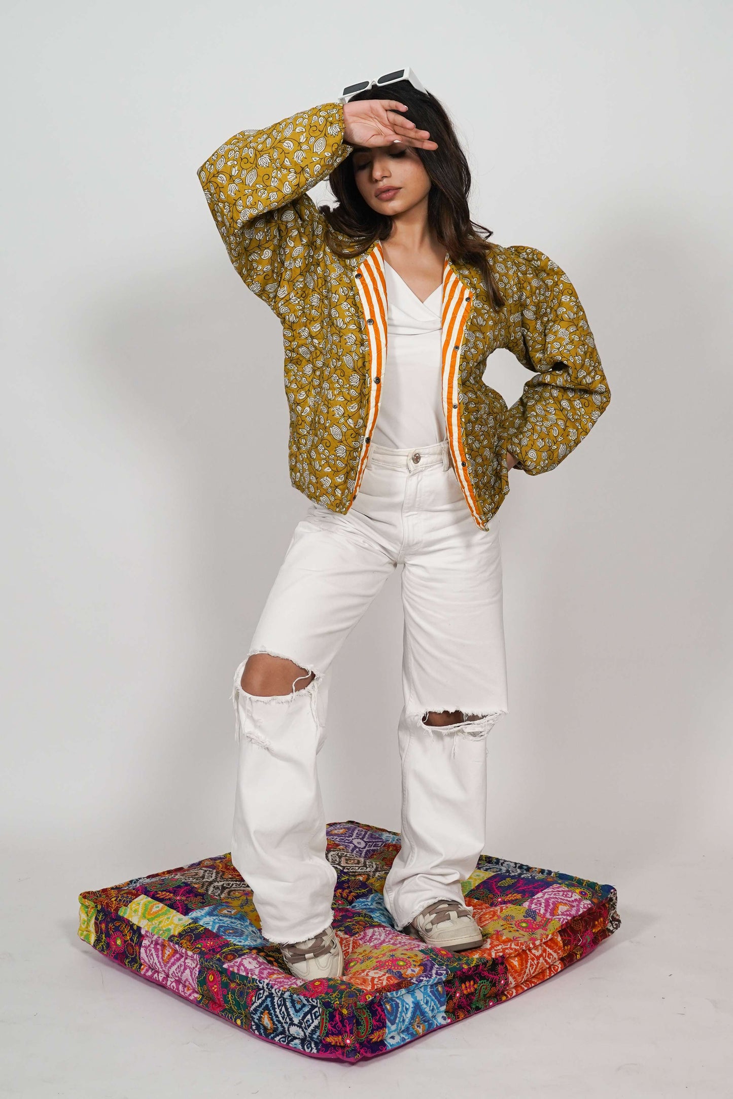 Oversized puffy sleeve quilted jacket - Amber Leaf