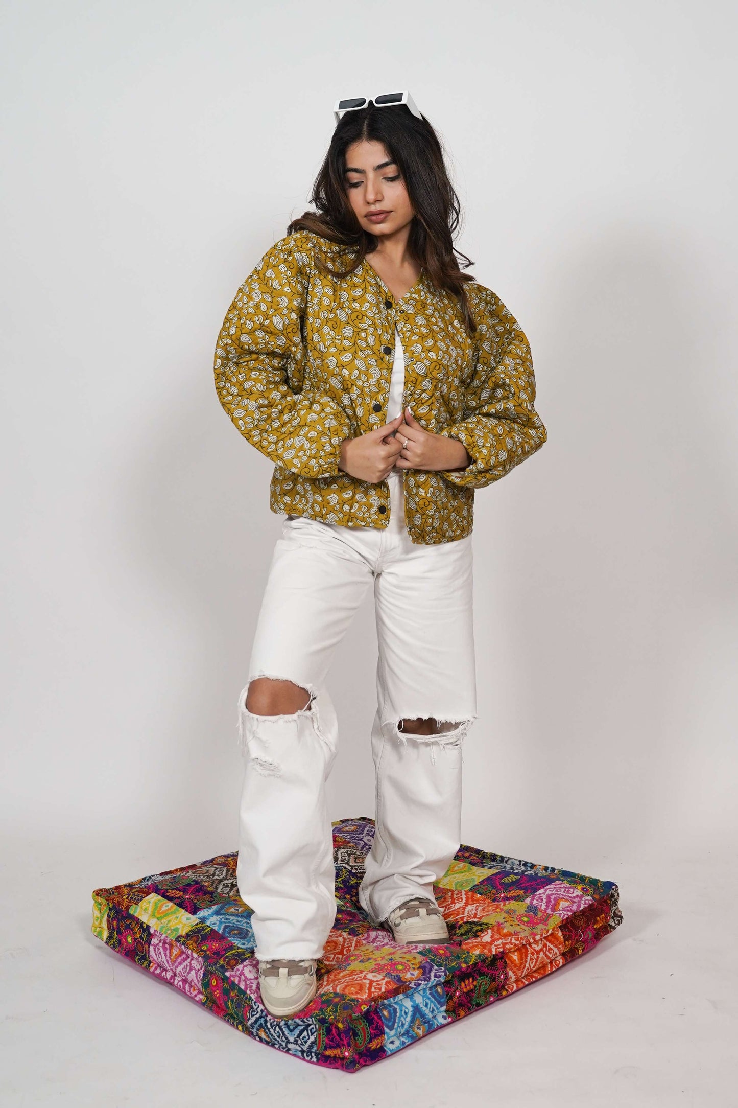 Oversized puffy sleeve quilted jacket - Amber Leaf