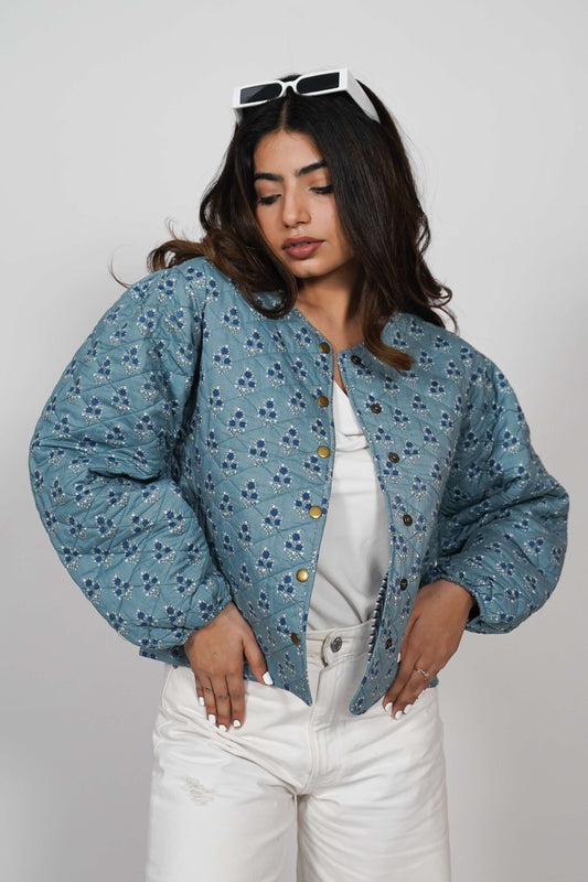Oversized puffy sleeve quilted jacket -