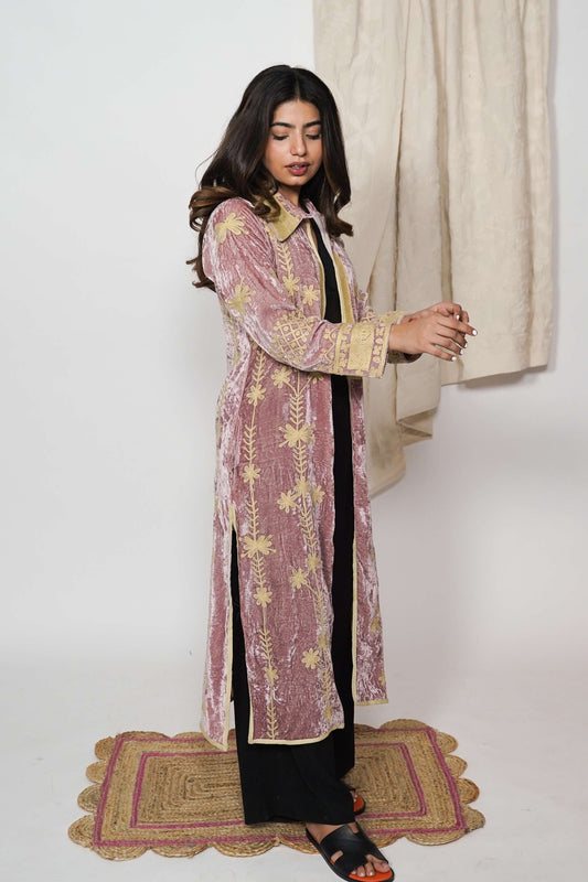 Mariana Silk velvet coat - Rust Pink