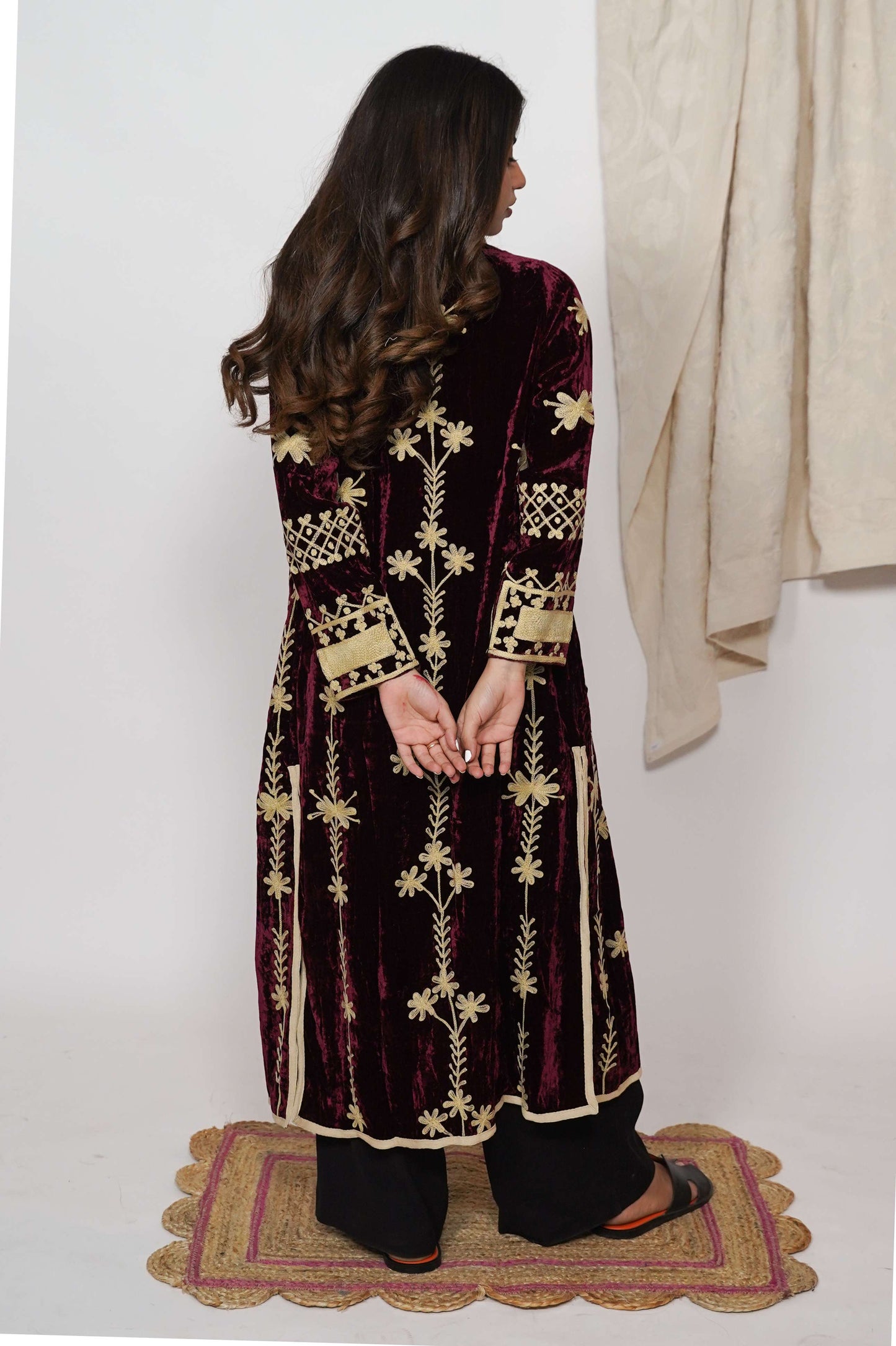 Mariana Silk velvet coat - Burgundy