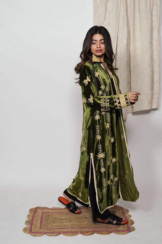 Mariana Silk velvet coat - Jade