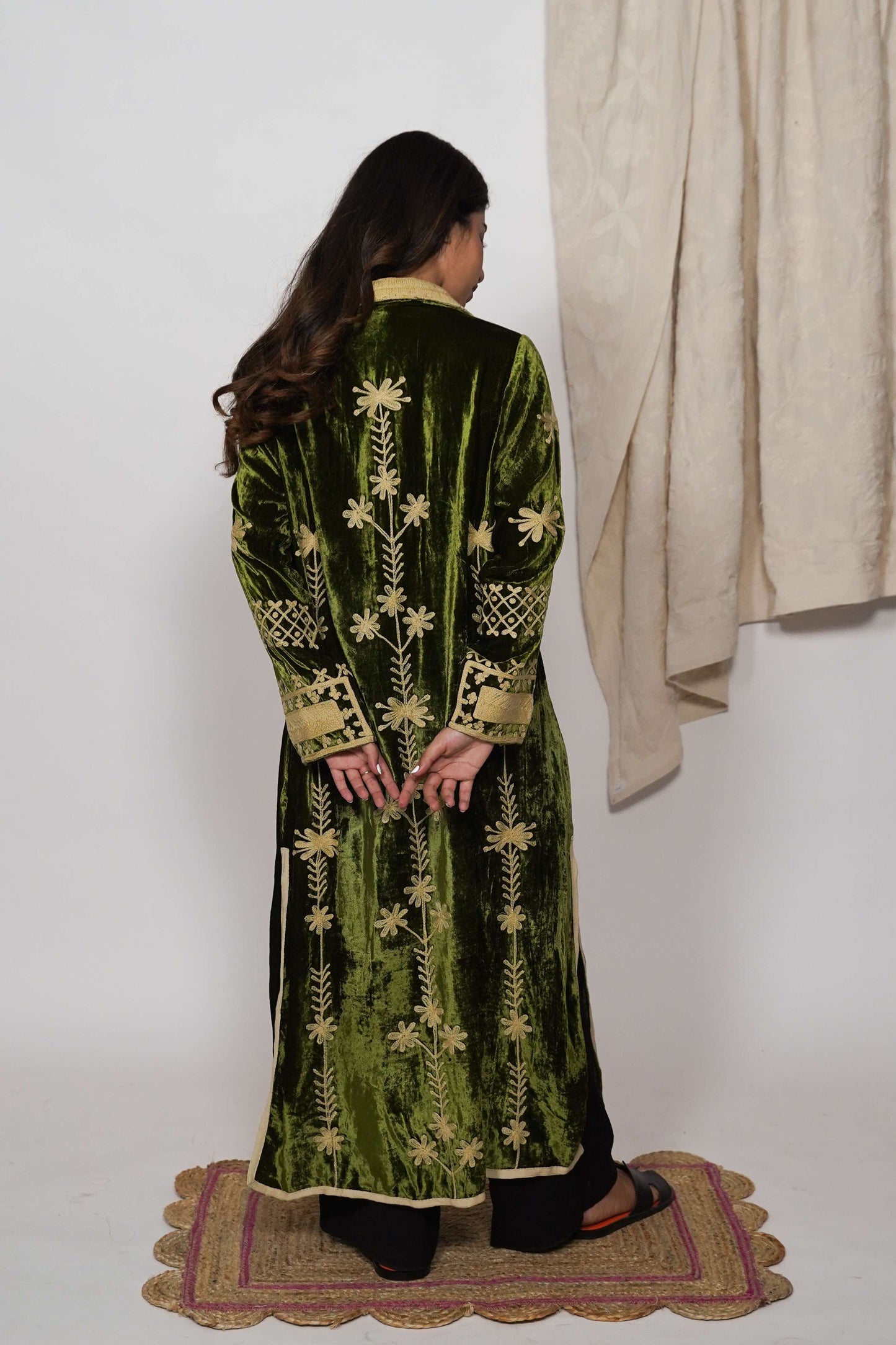 Mariana Silk velvet coat - Jade
