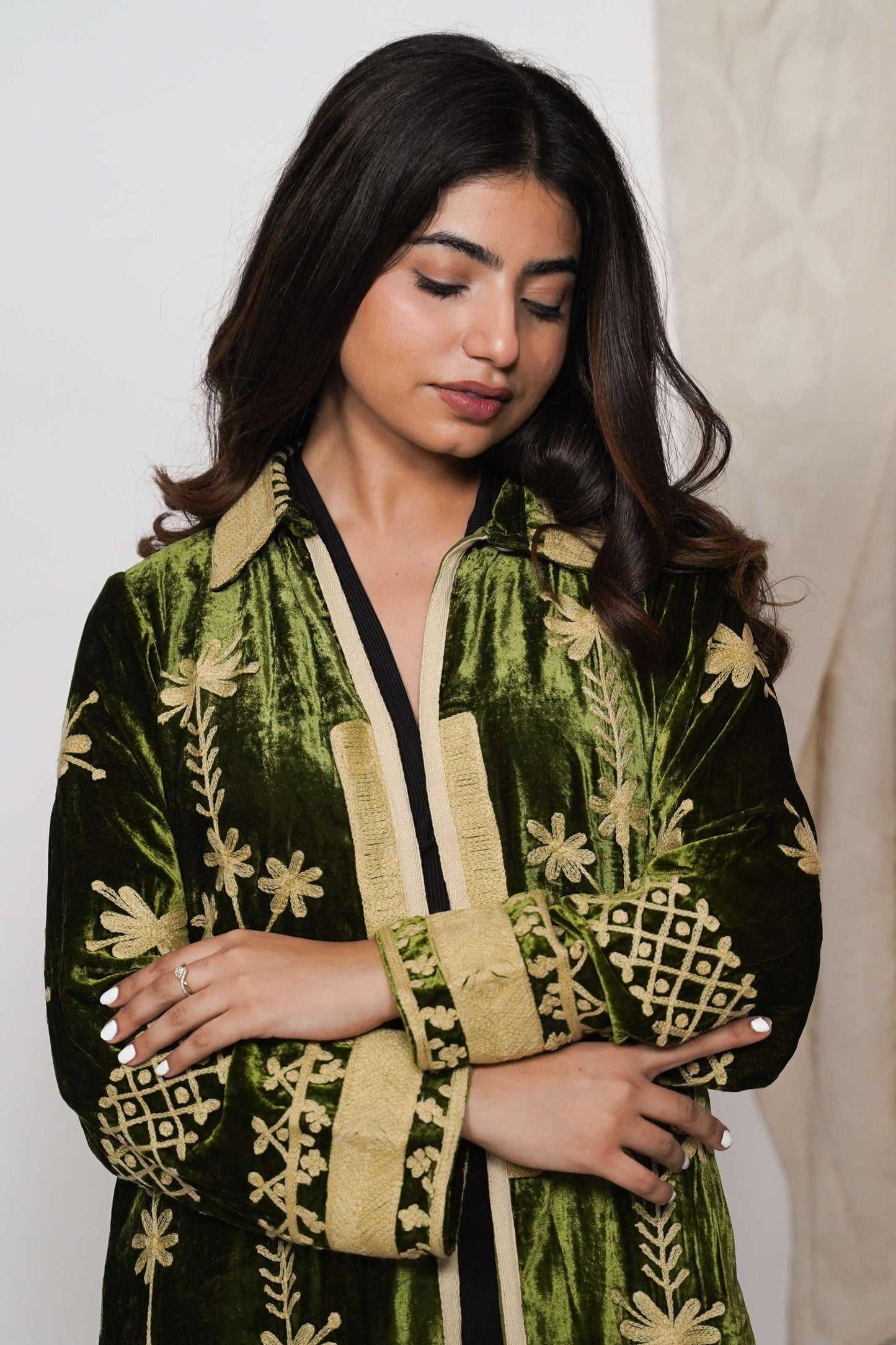 Mariana Silk velvet coat - Jade