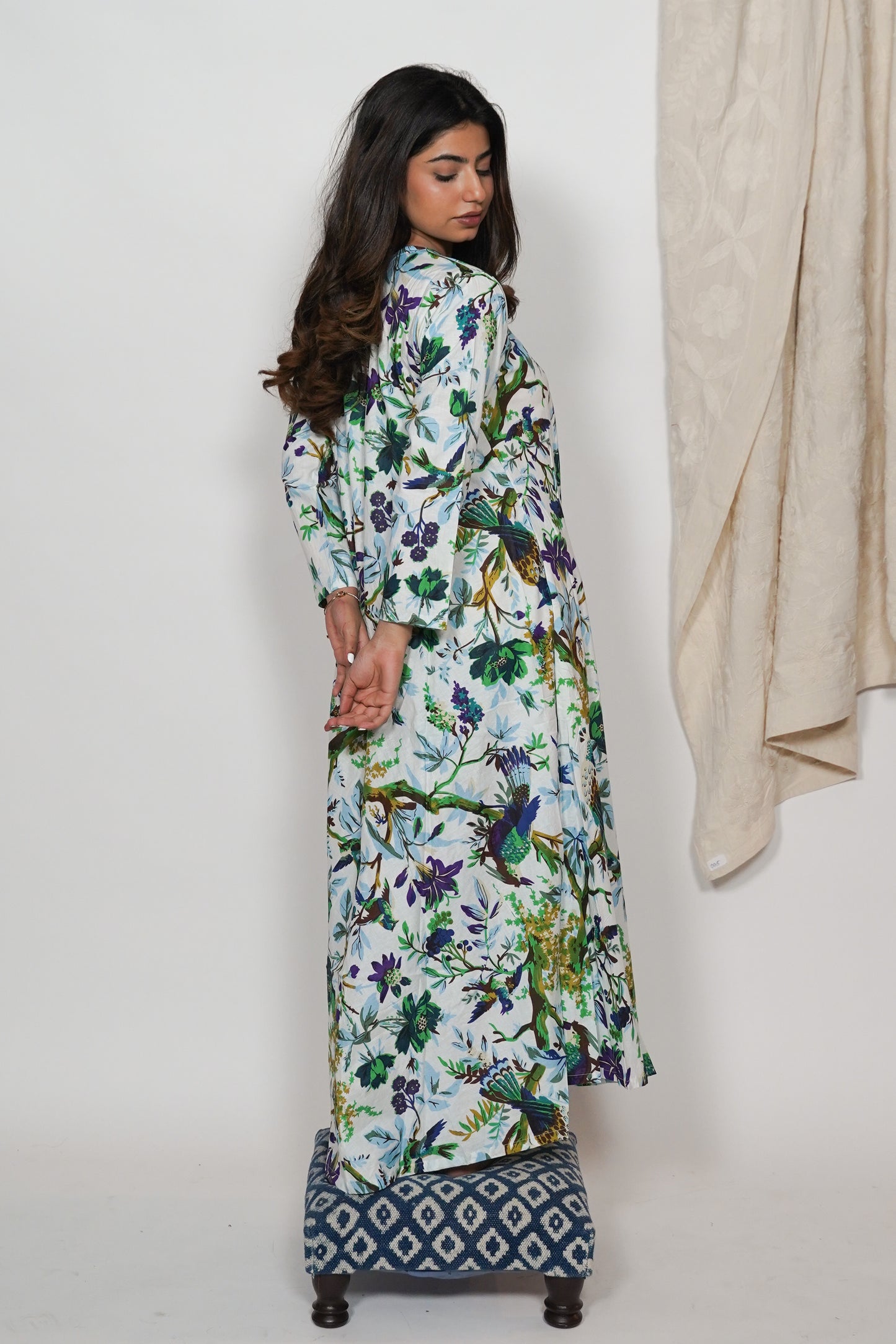 Cotton Dress - Green flora