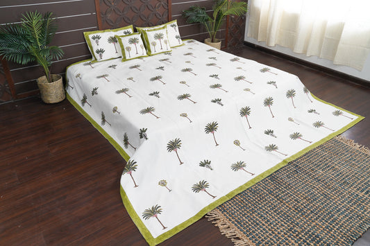 Periyar Cotton Bedspread - Palm Forest