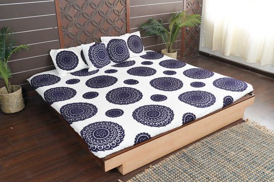 Mandala Suzani Bedcover - Navy