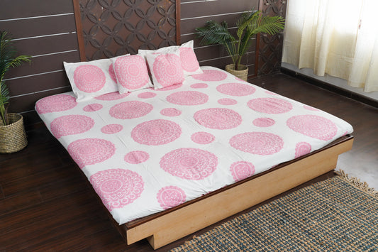 Mandala Suzani Bedcover - Baby Pink