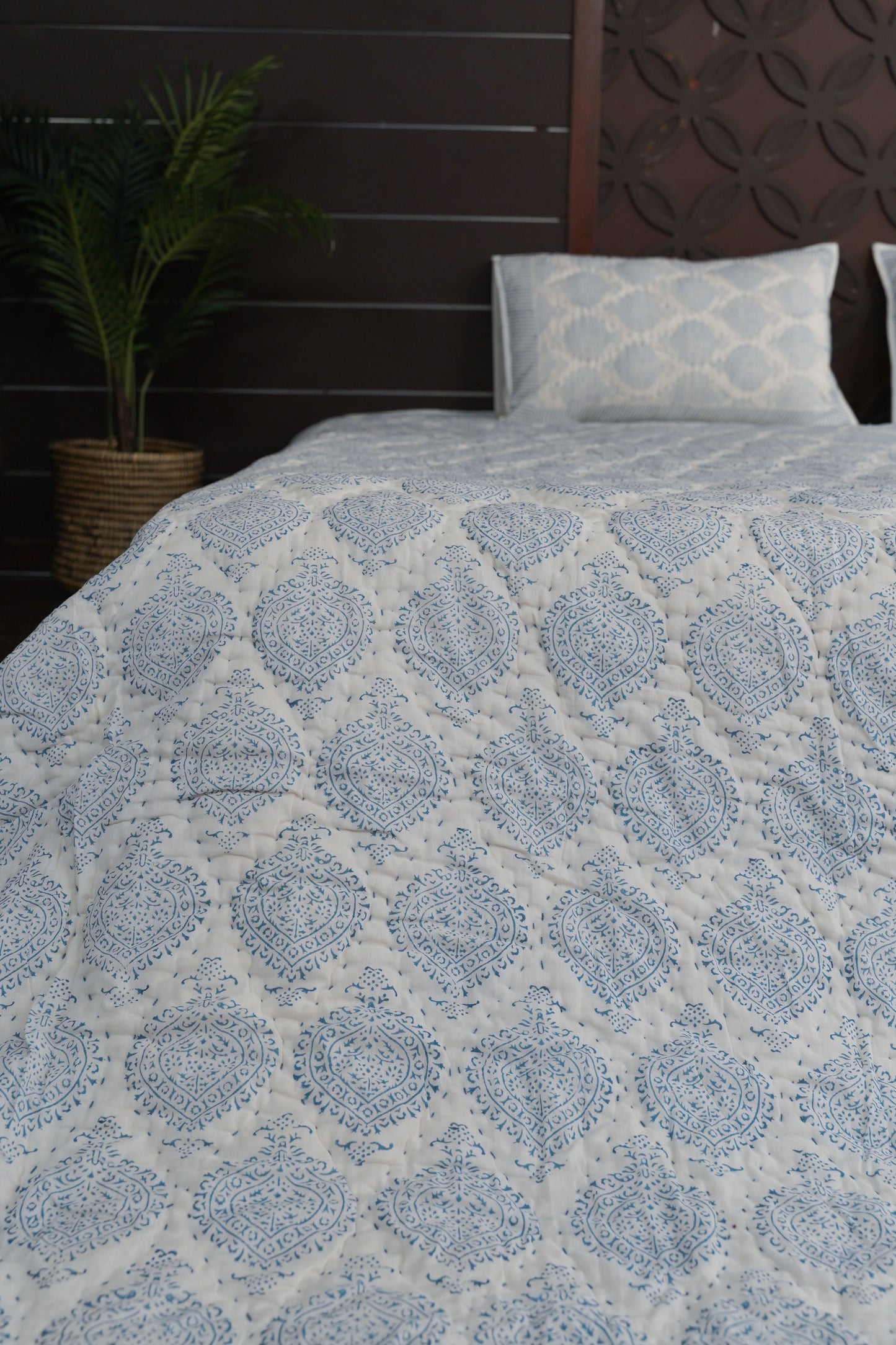 Amber Mughal Block Print Razai - Blue