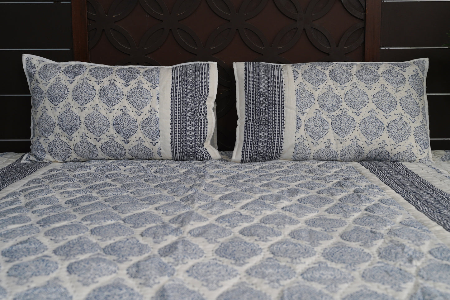 Amber Bagh Block Print Razai - Indigo