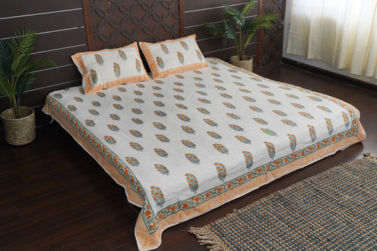 Banfool Boota Slub Cotton Comforter - 2 Pillow Covers