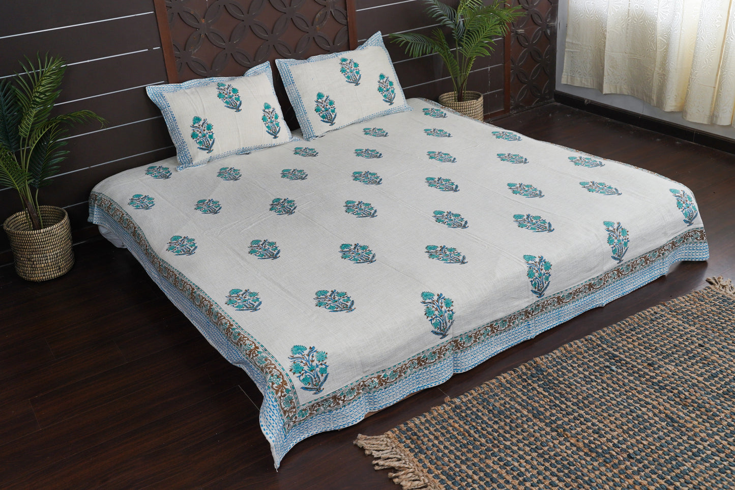 Banfool Nargis Slub Cotton Comforter - 2 Pillow Covers