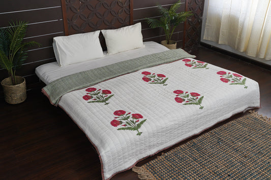 Mughal Rosa Block Print Cotton Razai