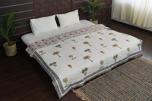 Palm Ghati Block Print Cotton Razai
