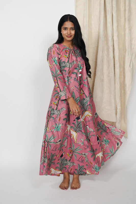 Cotton Dress - Pink Jungle