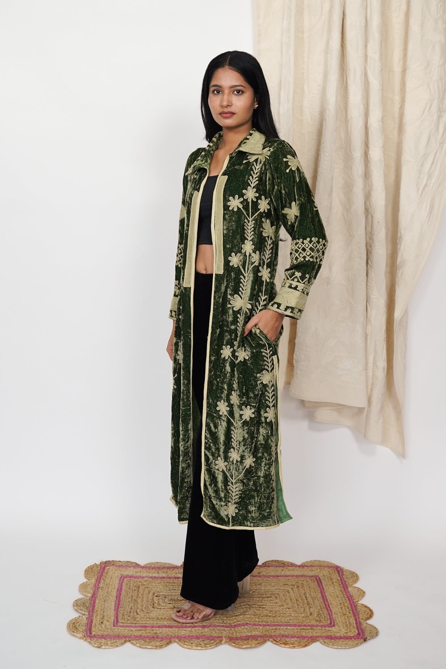 Mariana Silk velvet coat - Panna