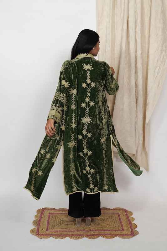 Mariana Silk velvet coat - Panna
