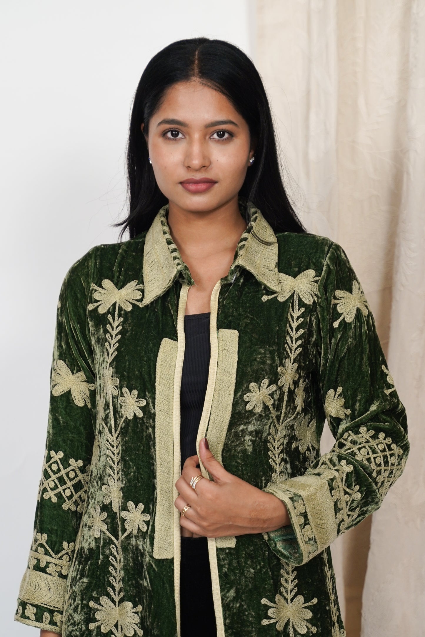 Mariana Silk velvet coat - Panna