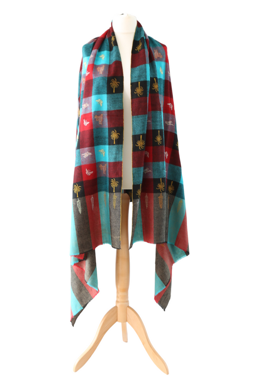Multi-Colour Butterfly Palm Hand Embroidered Pashmina Shawl