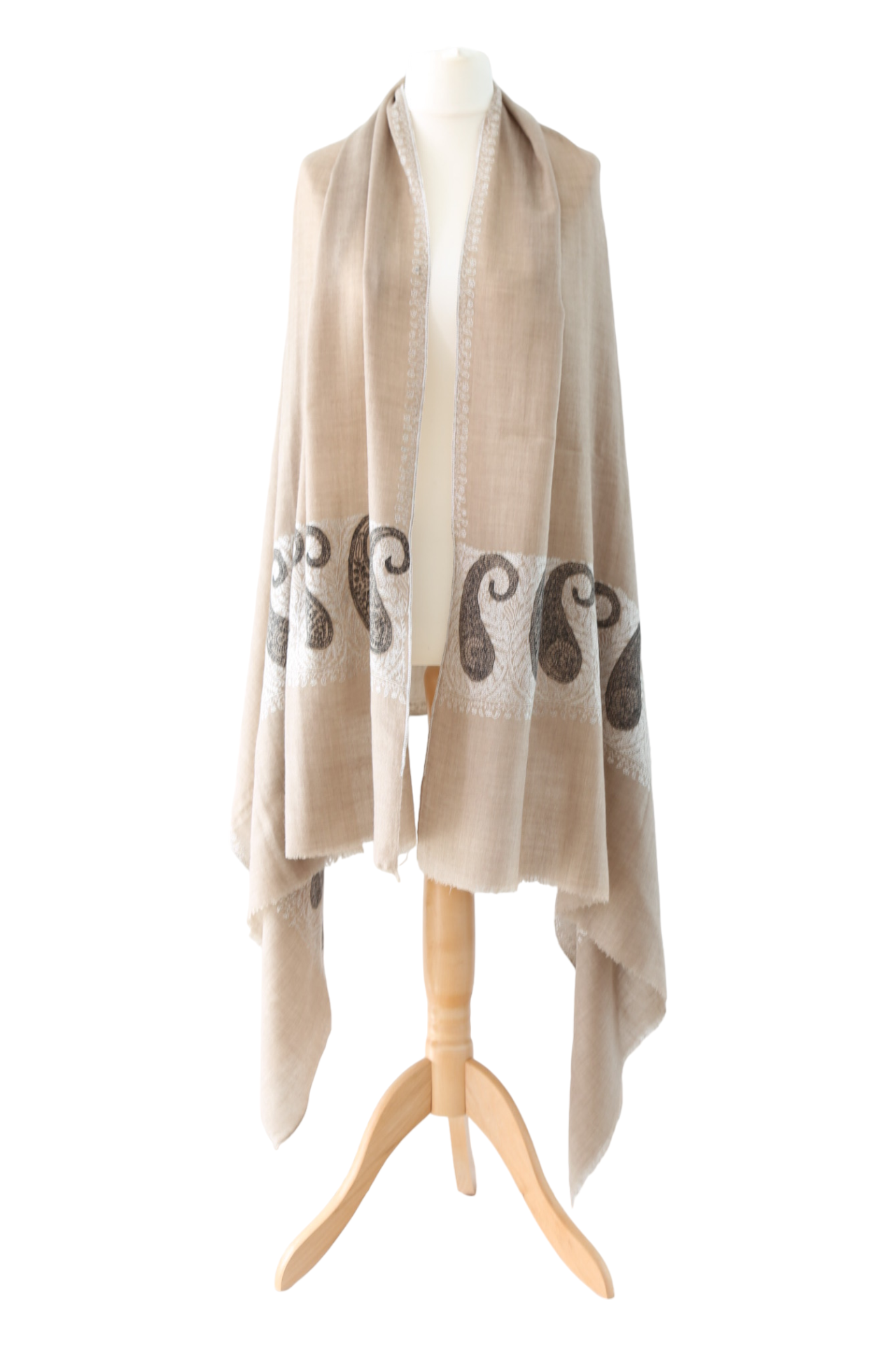 Two-tone Paisley Hand embroidery pashmina shawl