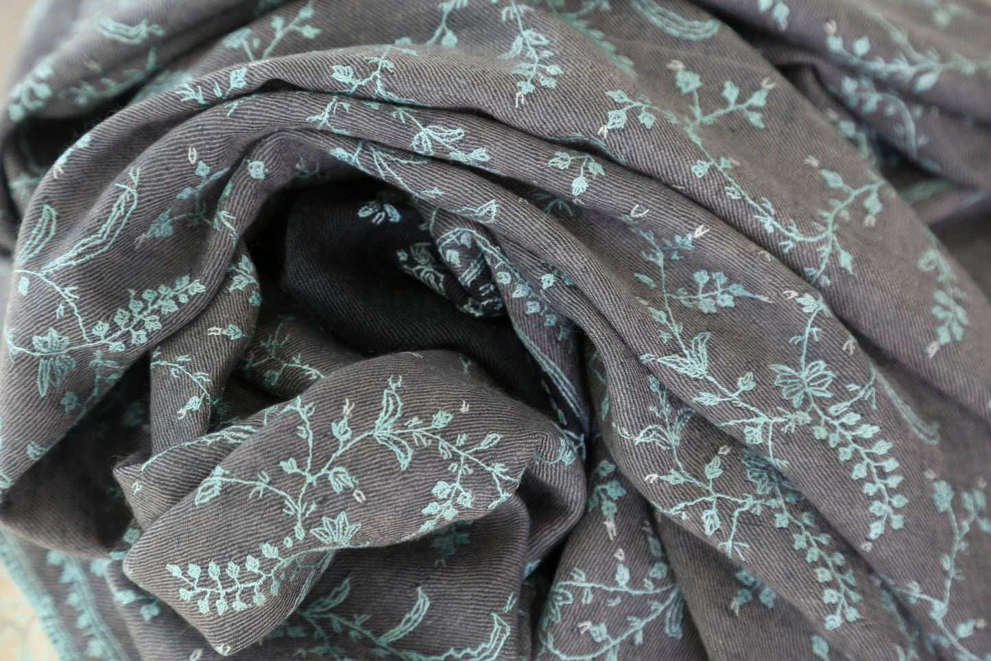 Sozni two-tone Jaal Hand Embroidered Pashmina