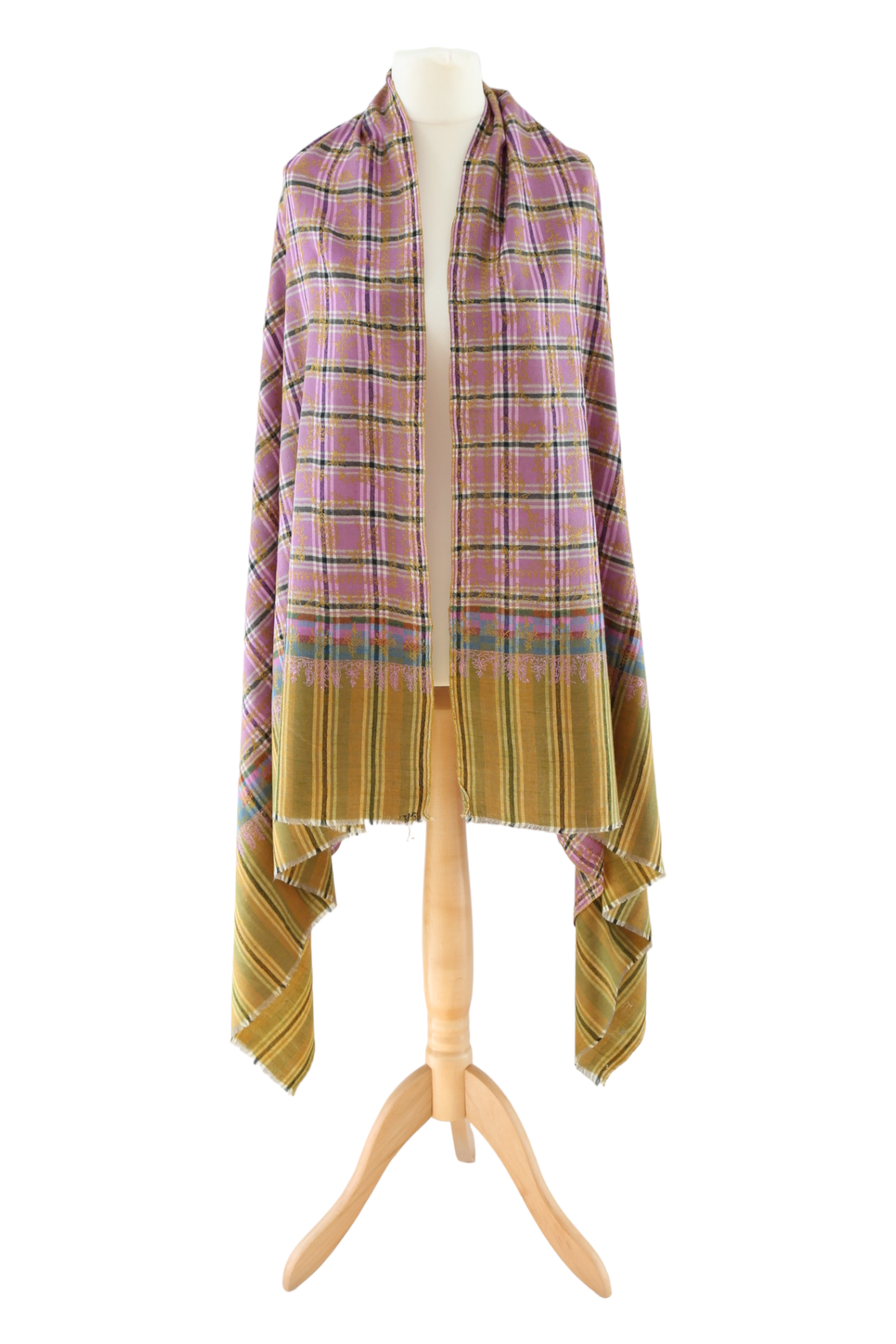 Kohinoor Check Hand Embroidered Pashmina Shawl