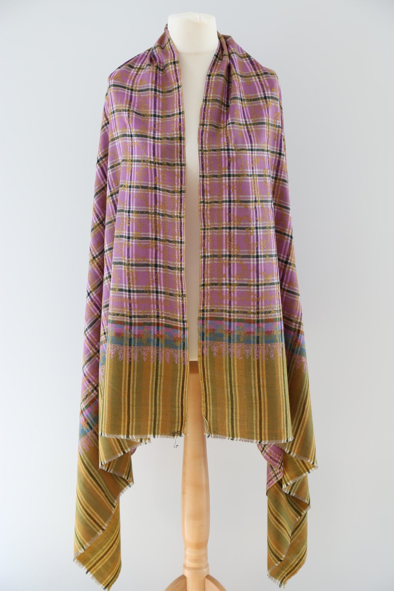 Kohinoor Check Hand Embroidered Pashmina Shawl