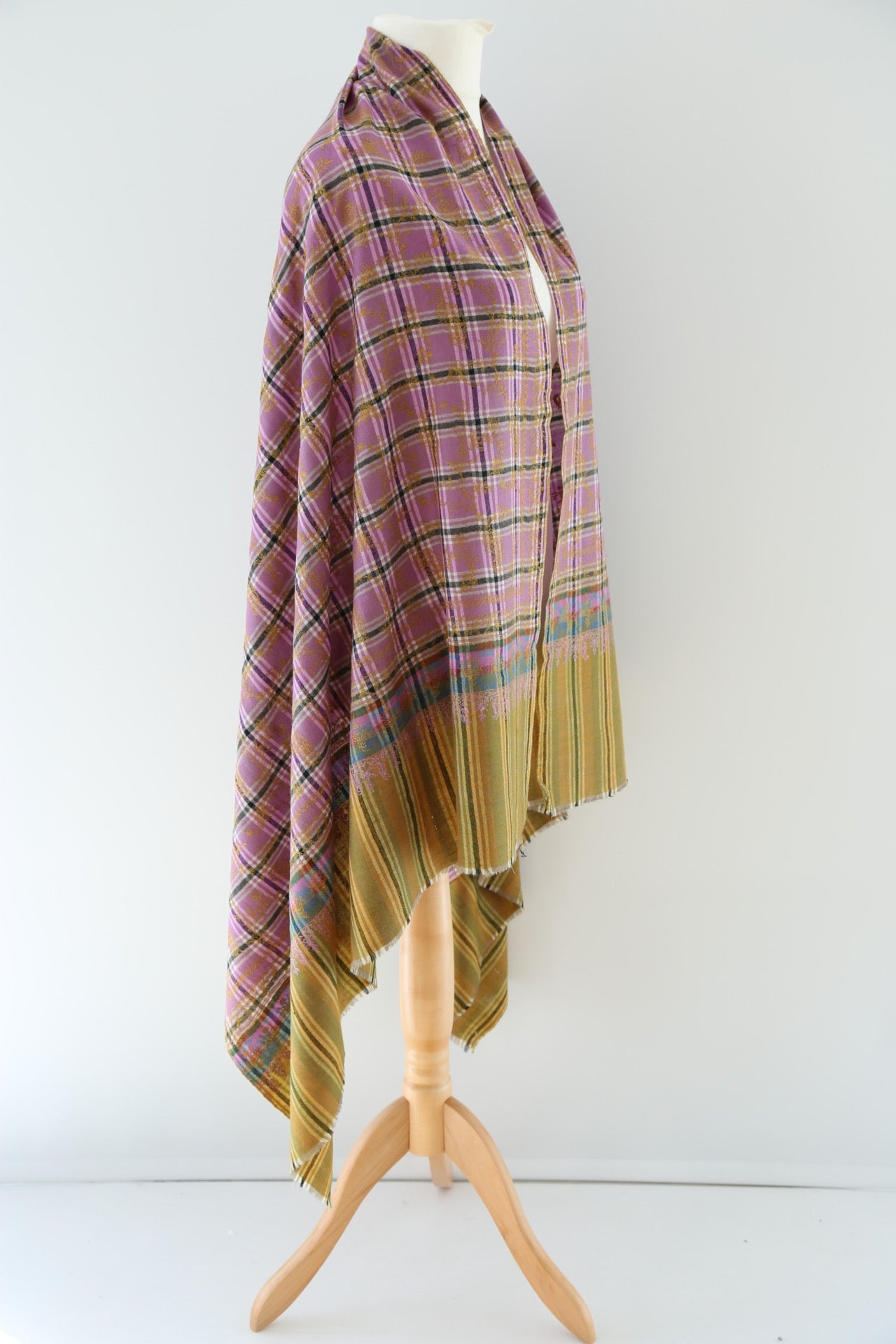 Kohinoor Check Hand Embroidered Pashmina Shawl