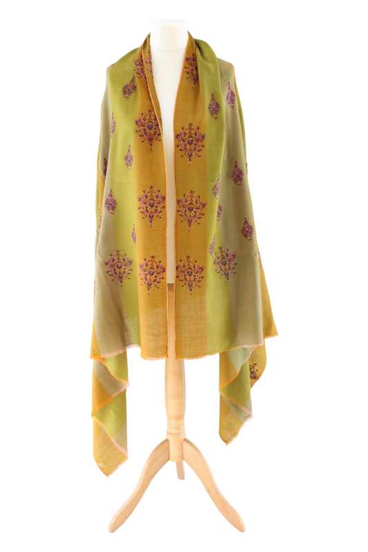 Overall Motifs Hand embroidery pashmina shawl